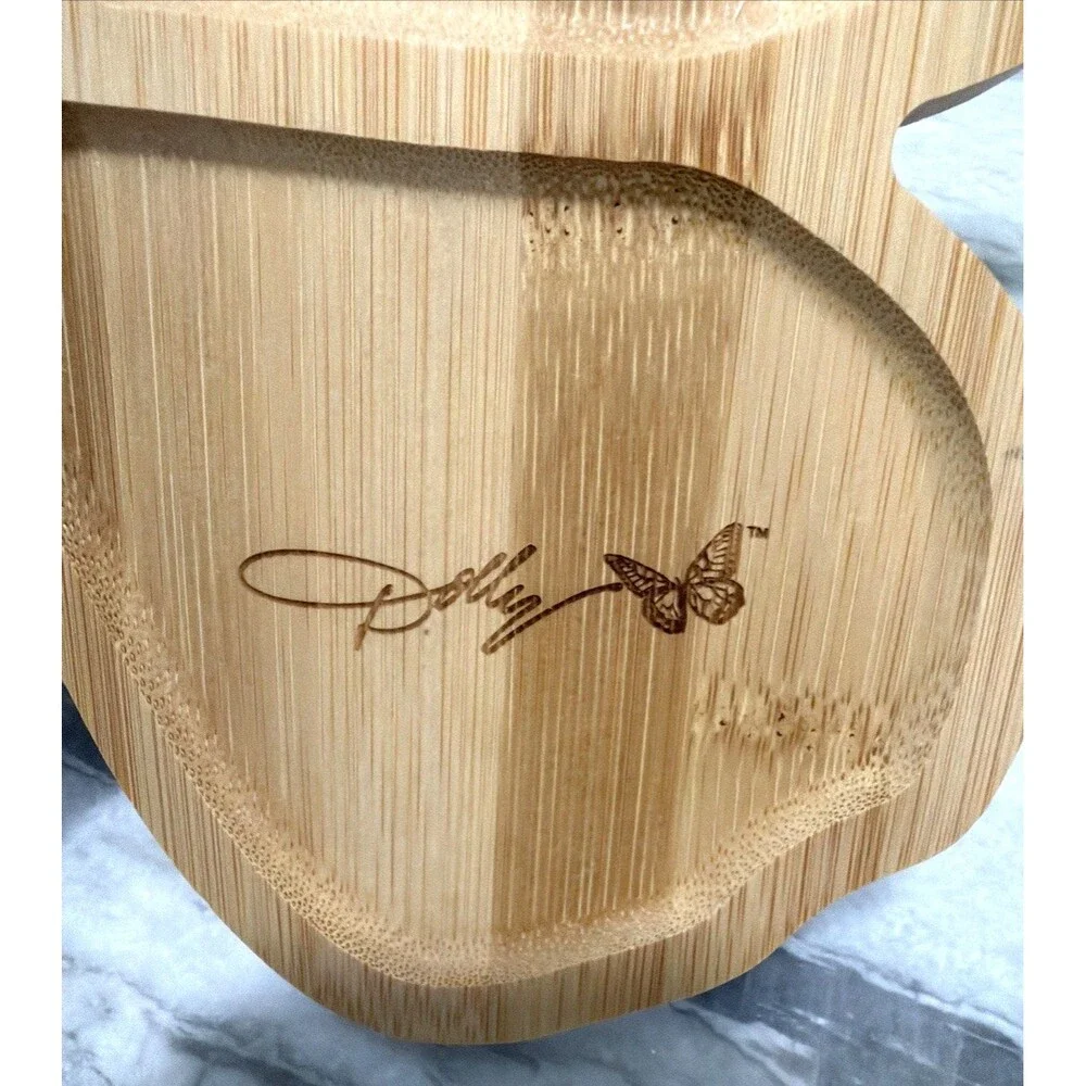 Dolly Butterfly Bamboo Serving Tray 4-Section Divided Charcuterie Jewelry Board